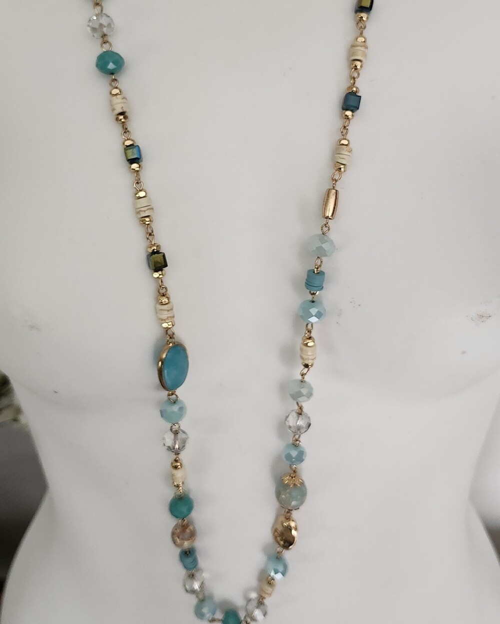 Stella & Ruby Faux Turquoise Beaded Long Necklace